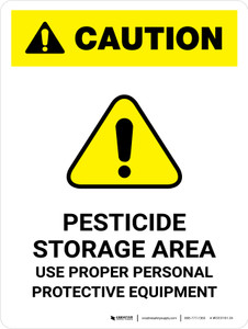Caution: Pesticide Storage Area Use Ppe Portrait - Wall Sign
