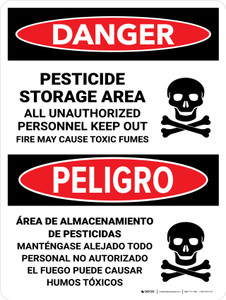 Danger: Pesticide Storage Unauthorized Keep Out Bilingual Spanish Portrait - Wall Sign Danger: Pesticide Storage Unauthorized Keep Out Bilingual Spanish Portrait - Wall Sign