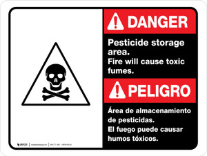 Danger: Pesticide Storage Area Fire Bilingual ANSI Landscape - Wall Sign