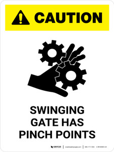 Caution: Swinging Gate Has Pinch Points Portrait - Wall Sign