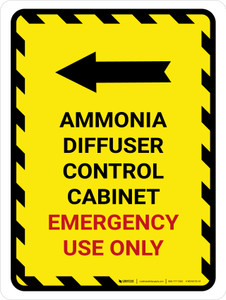 Ammonia Diffuser Control Cabinet Left Arrow Portrait - Wall Sign
