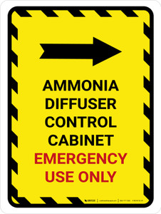 Ammonia Diffuser Control Cabinet Right Arrow Portrait - Wall Sign