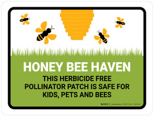 Honey Bee Haven - Herbicide Free Pollinator Patch Landscape - Wall Sign Honey Bee Haven - Herbicide Free Pollinator Patch Landscape - Wall Sign