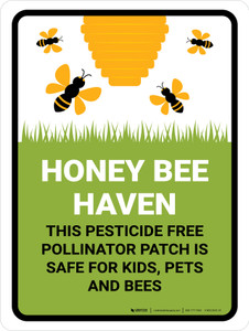 Honey Bee Haven - Pesticide Free Pollinator Patch Portrait - Wall Sign Honey Bee Haven - Pesticide Free Pollinator Patch Portrait - Wall Sign