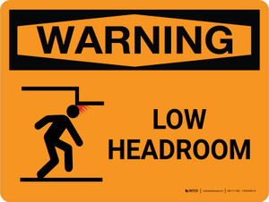 Warning: Low Headroom Landscape With Icon - Wall Sign