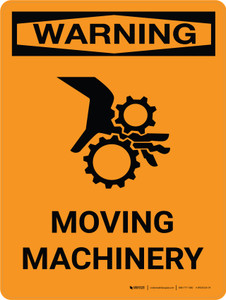 Warning: Moving Machinery Portrait With Icon - Wall Sign