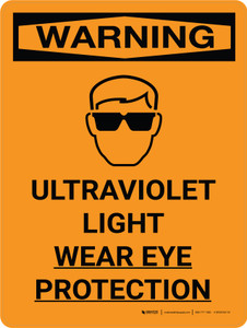 Warning: Ultraviolet Light - Wear Eye Protection Portrait With Icon - Wall Sign
