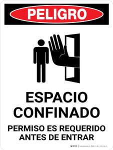 Danger: Permit Required Spanish Portrait With Icon - Wall Sign