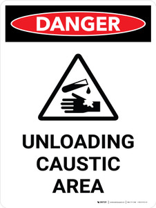 Danger: Unloading Caustic Area Portrait With Icon - Wall Sign
