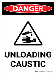 Danger: Unloading Caustic Portrait With Icon - Wall Sign