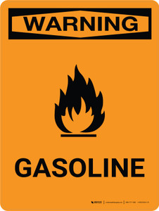 Warning: Gasoline Portrait With Icon - Wall Sign