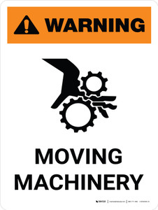 Warning: Moving Machinery Portrait With Hand Hazard Icon - Wall Sign