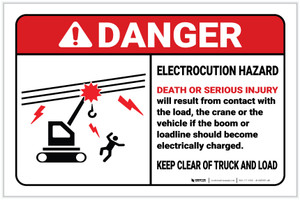 Danger: Electrocution Hazard - Death or Serious Injury ANSI Landscape - Label