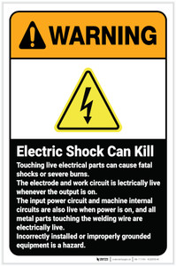 Warning: Electric Shock Can Kill ANSI Portrait - Label