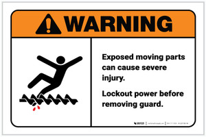 Warning: Exposed Moving Parts Can Cause Injury Landscape - Label