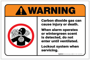Warning: Carbon Dioxide Gas When Wintergreen Scent Detected ANSI Landscape - Label