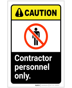 Caution: Contractor Personnel Only ANSI Portrait - Label