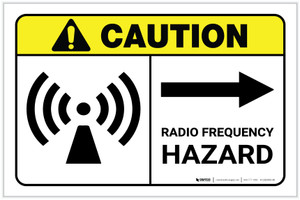 Caution: Radio Frequency Right Arrow ANSI Landscape - Label