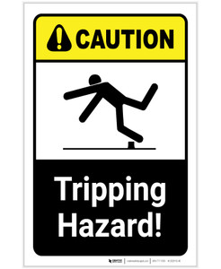 Caution: Tripping Hazard ANSI Portrait - Label