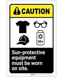 Caution: Wear Sun Protective Equipment ANSI Portrait - Label