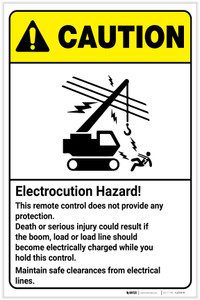 Caution: Electrocution Hazard Maintain Safe Clearances ANSI Landscape - Label