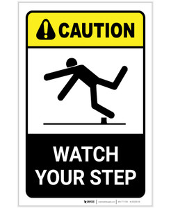 Caution: Watch Your Step ANSI Portrait - Label