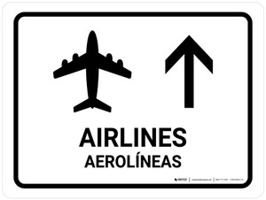 Airlines With Up Arrow White Bilingual Spanish Landscape - Wall Sign