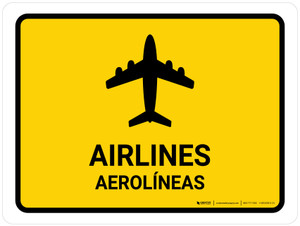 Airlines Yellow Bilingual Spanish Landscape - Wall Sign
