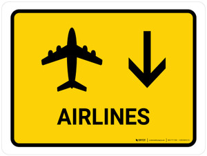 Airlines With Down Arrow Yellow Landscape - Wall Sign