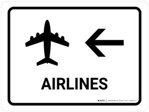 Airlines With Left Arrow White Landscape - Wall Sign
