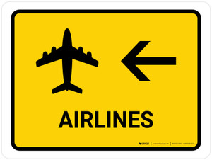 Airlines With Left Arrow Yellow Landscape - Wall Sign