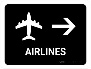 Airlines With Right Arrow Black Landscape - Wall Sign