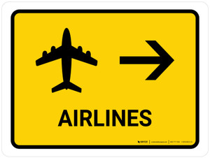 Airlines With Right Arrow Yellow Landscape - Wall Sign