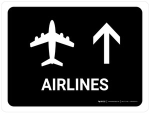 Airlines With Up Arrow Black Landscape - Wall Sign