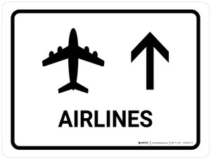 Airlines With Up Arrow White Landscape - Wall Sign