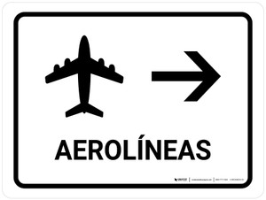 Airlines With Right Arrow White Spanish Landscape - Wall Sign
