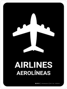 Airlines Black Bilingual Spanish Portrait - Wall Sign