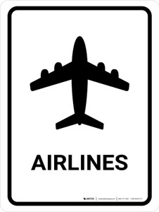 Airlines White Portrait - Wall Sign