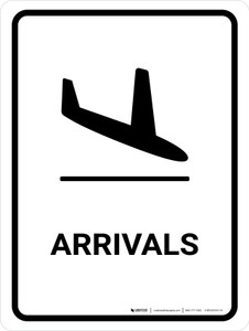 Arrivals White Portrait - Wall Sign