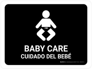Baby Care Black Bilingual Spanish Landscape - Wall Sign