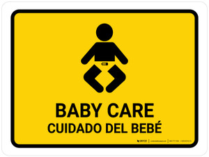 Baby Care Yellow Bilingual Spanish Landscape - Wall Sign