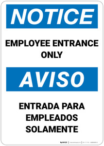 Notice: Employee Entrance Bilingual Spanish - Wall Sign
