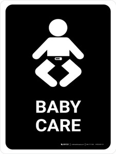 Baby Care Black Portrait - Wall Sign