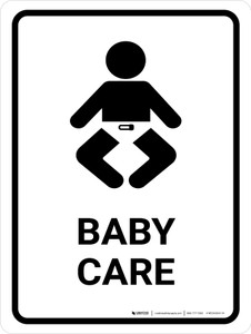 Baby Care White Portrait - Wall Sign