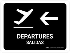 Departure With Left Arrow Black Bilingual Spanish Landscape - Wall Sign