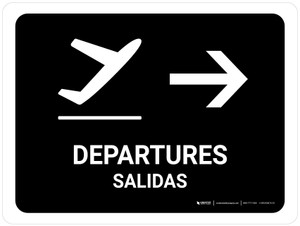 Departure With Right Arrow Black Bilingual Spanish Landscape - Wall Sign