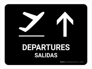 Departure With Up Arrow Black Bilingual Spanish Landscape - Wall Sign