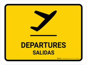 Departure Yellow Bilingual Spanish Landscape - Wall Sign
