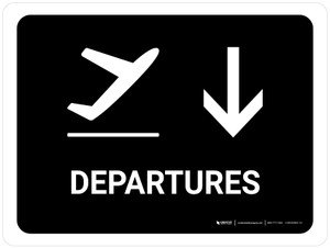 Departure With Down Arrow Black Landscape - Wall Sign