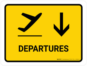 Departure With Down Arrow Yellow Landscape - Wall Sign